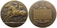 Frankreich Medaille Bronze Harras - Gesellschaft für Pferderennen, Cavalerie Rurale, drei Reiter / Mehrzeiler, v. Bouchard, ca. 49,8 MM -
