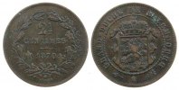 Luxemburg 2 1/2 Centimes Br Willem III, mit Punkt -