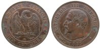 Frankreich 10 Centimes Br Napoleon III, BB (Strasbourg), etwas fleckig, Grünspan -