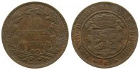Luxemburg 10 Centimes Br Willem III, etwas Grünspan -