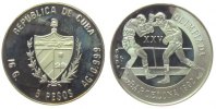 Kuba 5 Pesos 1989 Ag Olympiade zwei Boxer, etwas Patina, Fingerabdruck pp