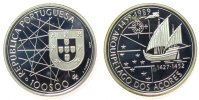 Portugal 100 Escudos Ag Segelschiff, Entdeckung der Azoren, kleine Flecken -