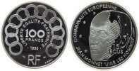 Frankreich 100 Francs/15 Ecu Ag Monet, ohne VP -