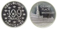 Frankreich 100 Francs / 15 Ag Großer Markt in Brüssel, etwas angelaufen -