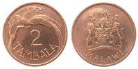 Malawi 2 Tambala 1995 Br Wappen/Vogel, fleckig, Schön 29 unz