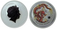 Australien 1 Dollar Ag Elisabeth II, Jahr des Drachen, farbig