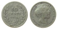 Niederlande 10 Cent Ag Wilhelm III, Schulman 653, großer Stempelausbruch -