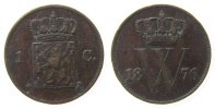 Niederlande 1 Cent Ku Wilhelm III, Schulman 693, kleine Randfehler -