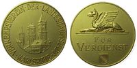 Städte Medaille Bronze Karlsruhe - Verkehrsverein, für Verdienst, geflügelte Sphinx mit Vogelkopf über Zweizeiler und Wappen / Gebäude, unsignie -