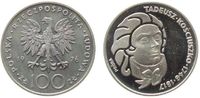 Polen 100 Zlotych Ag Tadeusz Kosciuszko, Patina, Probe, etwas fleckig -