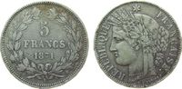 Frankreich 5 Francs Ag Ceres, K (Bordeaux), mehrere Randfehler -