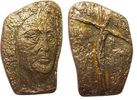 Frankreich Medaille Bronze Christus am Kreuz, ohne Gesicht und Hände, v. Germaine Richier (1902-59), ca. 51 x 77 MM, ca. 225 Gramm, spätere Ausführu -