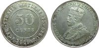 Straits Settlements 50 Cents Ag Georg V -