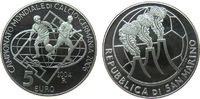 San Marino 5 Euro Ag Fußball WM Deutschland, minimale Handlingsmarken -