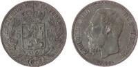 Belgien 5 Francs Ag Leopold II (1865-1909), kleine Randfehler -