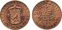 Niederl. Indien 1/2 Cent 1945 Br Wilhelmina, P unz
