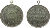 tragbare Medaille 1891 WM Kirchheim und Teck - auf das 50jährige Jubiläum Landwirtschaftlicher Bezirksverein, Wappen und Umschrift / Mehrzeiler, ...