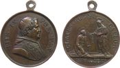 Vatikan tragbare Medaille Bronze Pius IX (1846-1870), Brustbild nach rechts / Christus übergibt Petrus zwei Schlüssel, Signatur: L.T. ca. 37,5 MM -