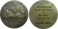 Städte Medaille Bronze Worms und Auxerre - Städtepartnerschaft, div. Kirchen / Mehrzeiler, ca. 54,5 MM -