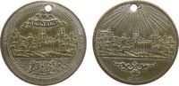 Städte Jeton Bronze Nürnberg, Stadtansicht über Wappen / Stadtansicht unter Sonne, v. Zeiser, ca. 30,4 MM, gelocht, Reste Versilberung -