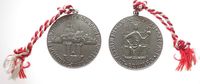 Städte Medaille Bronze versilbert Rothenburg ob der Tauber - auf das 700jährige Reichsstadtprivileg, König Rudolf sitzend mit Reichsinsignien / -