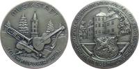 DDR Medaille NS Markneukirchen - auf das Musikinstrumentenmuseum, Trompete - Gitarre und Geige vor Turm / Gebäudeansicht - darunter Wappensch -