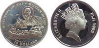 Fidschi Inseln 10 Dollars 1993 Ag Bligh William, Ruderboot, angelaufen pp