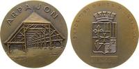 Frankreich Medaille Bronze Arpajon (Département Essonne) - auf die Kunstaustellung, Halle / Wappen, v. Mourgeon / Tschuoin, ca. 50 MM, feiner Kratze -