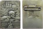 Schweiz Abzeichen Bronze versilbert Basel - auf die Internationale Ausstellung für Binnenschifffahrt und Wasserkraftnutzung, Gehörnter Flussgott v -