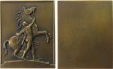 Plakette ohne Jahr Bronze Pferd von Marly - Louvre Paris, ein nackter griechischer Soldat mit einem 