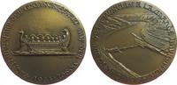 Gelegenheitsmedaillen Medaille 1964 Bronzeguß Mosel - Eröffnungsjahr der Großschiffahrt, römische Galeere / Staustufe, v. R.B. Baron, ca. 67,5 MM...
