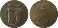 Frankreich Prämienmedaille Bronze Landwirschaftsministerium, zwei weibliche Gestalten vor Bauer beim säen / Umschrift mit leerer Gravurtafel, v. Dubois, ca -