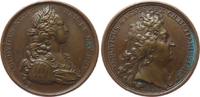 Frankreich Medaille Bronze Louis XIV (1643-1715) - auf Louis XV, Büste nach rechts / Brustbuld nach rechts, v. Mauger / Vivier, ca. 41,5 MM, etwas G -