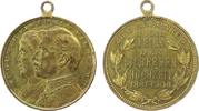 Wilhelm II. (1888-1918) tragbare Medaille Bronze vergoldet Wilhelm II. (1888-1918) - auf die Silberhochzeit, Büsten Wilhelm und Victoria nach links / Mehrzeiler, ca. 28 M -