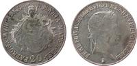 Ungarn 20 Kreuzer Ag Ferdinand I, B, etwas fleckige Patina, minimal justiert -
