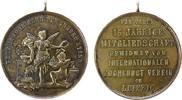 Städte tragbare Medaille Bronze vergoldet Leipzig - für treue 15jährige Mitgliedschaft, vom Internationalen Kochkunstverein in Leipzig, Fortuna mit Füllh -