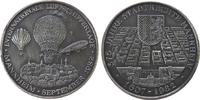 Städte Medaille Silber Mannheim - auf 375 Jahre Stadtrechts, und die Internationalen Luftschiffertage, Wappen über Stadtansicht / zwei Ballone u -