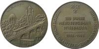 Städte Medaille Bronze Wiesbaden - 100 Jahre Nerobergbahn, Stadtansicht mit der Bergbahn / Schrift, ca. 40 MM -