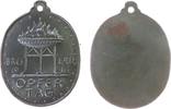 erster Weltkrieg Spendenmedaille Eisen Breslau - Opfertag, Feuerschale, einseitig, ca. 26 x 35 MM, Rückseite kleiner Rostfleck -