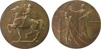 Belgien Medaille Bronze Brüssel - auf die Weltausstellung, Frauengestalt mit Palmzweig krönt einen jungen Mann mit Krug / berittener Herold nach -
