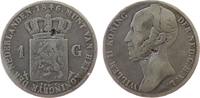 Niederlande 1 Gulden Ag Willem II, Gegenstempel ?, Schulman 524, Münzmeisterzeichen: Schwert -