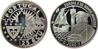 Portugal 25 Ecu Ag Joao II, Segelschiffe, etwas angelaufen -