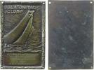 Ungarn Plakette Bronzeguß Balatoni Yacht-Club, Kishajok Csoportja, Schrift und Gravur unter Segelbooten, einseitig, 4 Befestigungslöcher, ca. 98 -