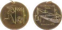 München tragbare Medaille Messing München - auf die Olympischen Spiele, Fackelläufer - Olymp. Ringe und Spirale / Stadion, ca. 40 MM -