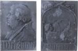 Reformation / Religion Plakette Zink Luther Martin (1483-1546) - auf die Anbringung der Thesen am Portal der Schloßkirche, Wittenberg, Brustbild nach links / Lu -