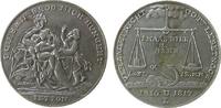 vor 1914 Jeton Messing versilbert Not und Teuerung - auf die Notzeit 1816-1817, sitzende Mutter mit zwei Kindern - O gib mir Bord mich hungert -