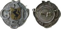 Städte Abzeichen Bronze versilbert Stuttgart - KVSG 1860 - 1910, v. Mayer und Wilhelm, ca. 37 x 38 MM, abgebrochene Nadel -