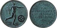 Städte Medaille Messingguß patiniert Stuttgart - für Verdienste um die Berufsausbildung, Hermes nach links - daneben Zahnrad / Mehrzeiler, ca. 5 -