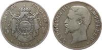 Frankreich 5 Francs Ag Napoleon III, tête nue, BB (Strasburg) -