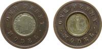GB Großbritannien ab 1708 1 Penny Model -- Victoria, Probe, Joseph Moore, Birmingham, kleine Randfehler, Abblätterung -